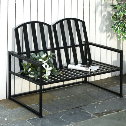 Outsunny Banco De Jardín Metal 2 Plazas Respaldo Y Reposabrazos Carga 220kg_1