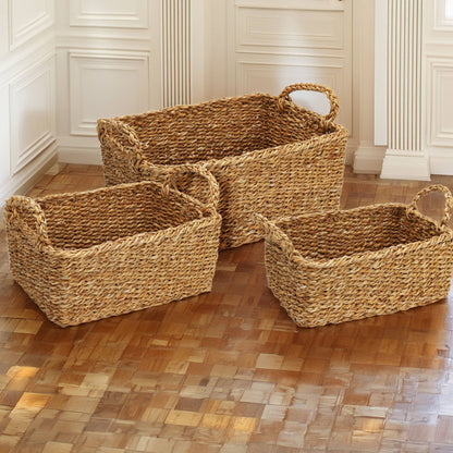 Juego De 3 Cestas Rectangulares Color Natural - Well Home_2