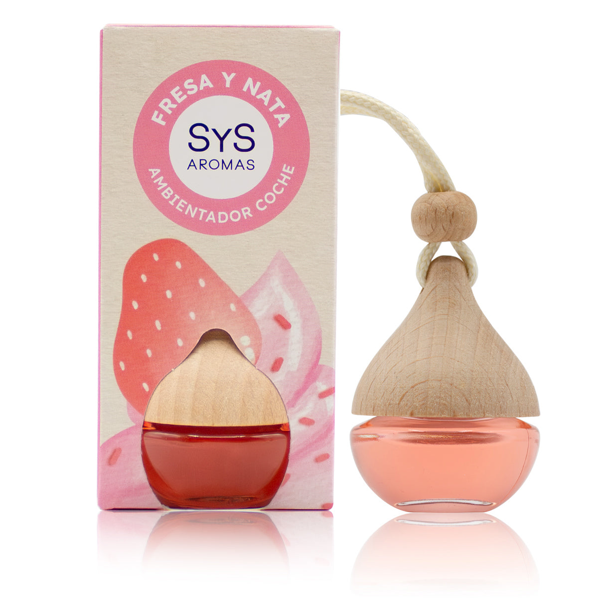 Ambientador Coche Fresa Nata 6 ml SYS Aromas | Aroma Dulce y Cremoso | Fragancia Duradera para Vehículo_0