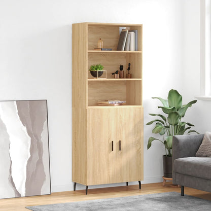 Aparador Alto Madera Contrachapada Color Roble 69,5x34x180 Cm_0