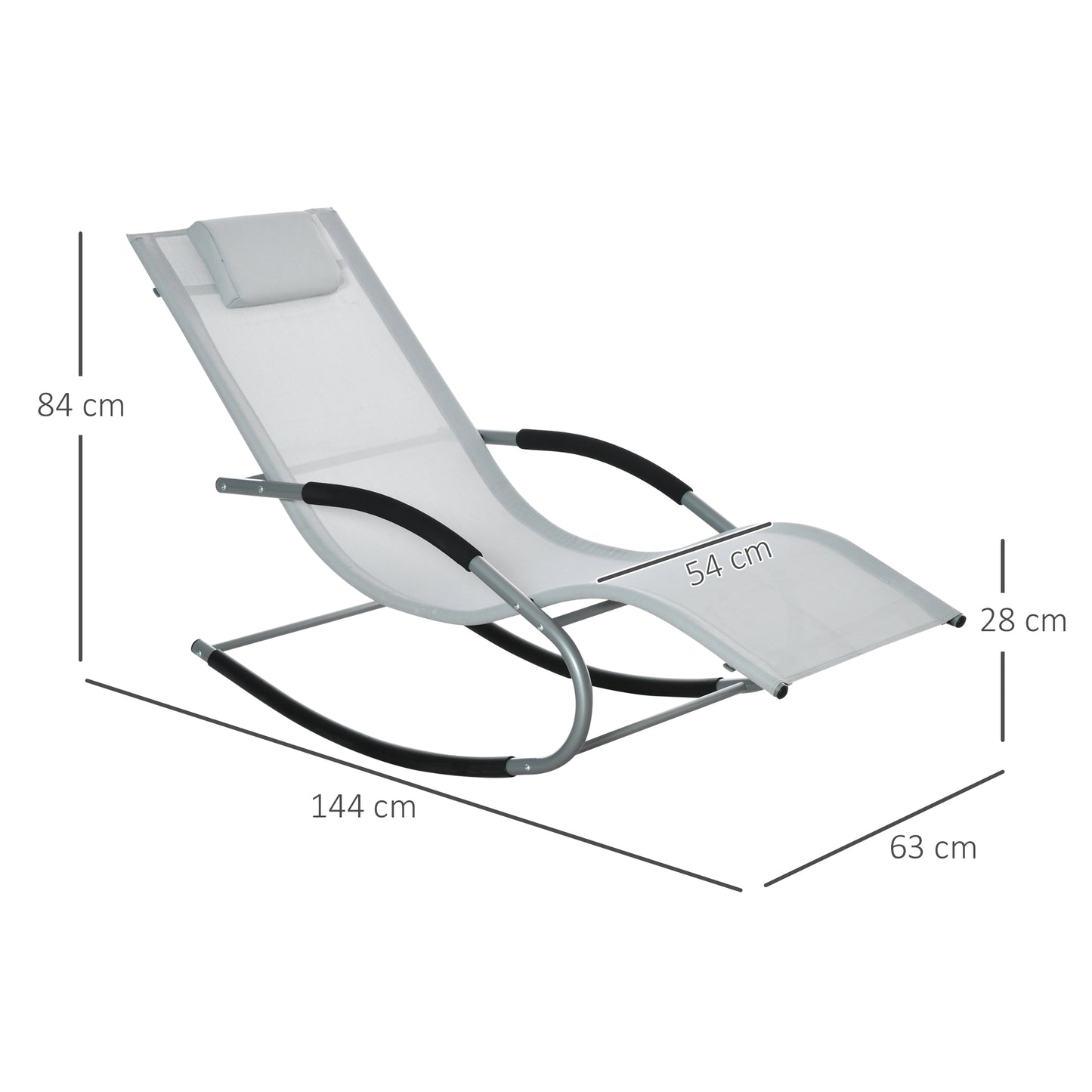 Outsunny Mecedora Para Jardín Con Reposacabezas 63x144x84 Cm Gris_2