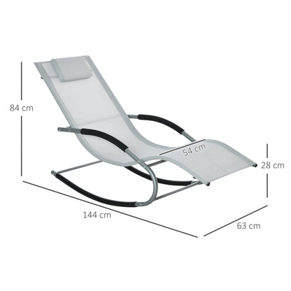 Outsunny Mecedora Para Jardín Con Reposacabezas 63x144x84 Cm Gris_2