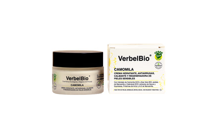 Verbelbio Camomila – Crema ECO Hidratante, Regeneradora y Calmante.  Piel Sensible, Rosácea y Dermatitis. Con Equinacea.