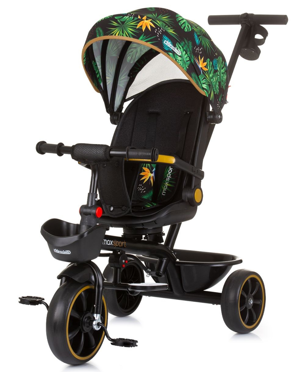 Triciclo Con Capota Y Mango Parental Max Sport Jungle_0