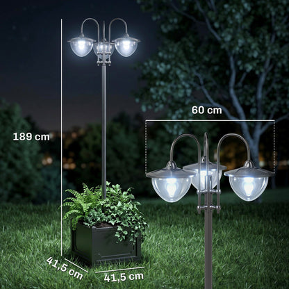 Outsunny Farol Solar De Jardín 189 Cm Con 18 Luces Led Blanca Fría 6000k Ip44_2