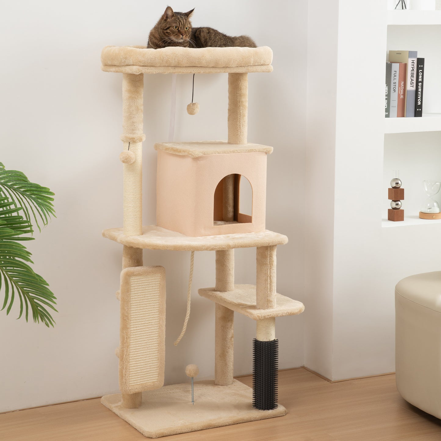 Pawhut Árbol Rascador Para Gatos Grande Altura 132 Cm Beige_1