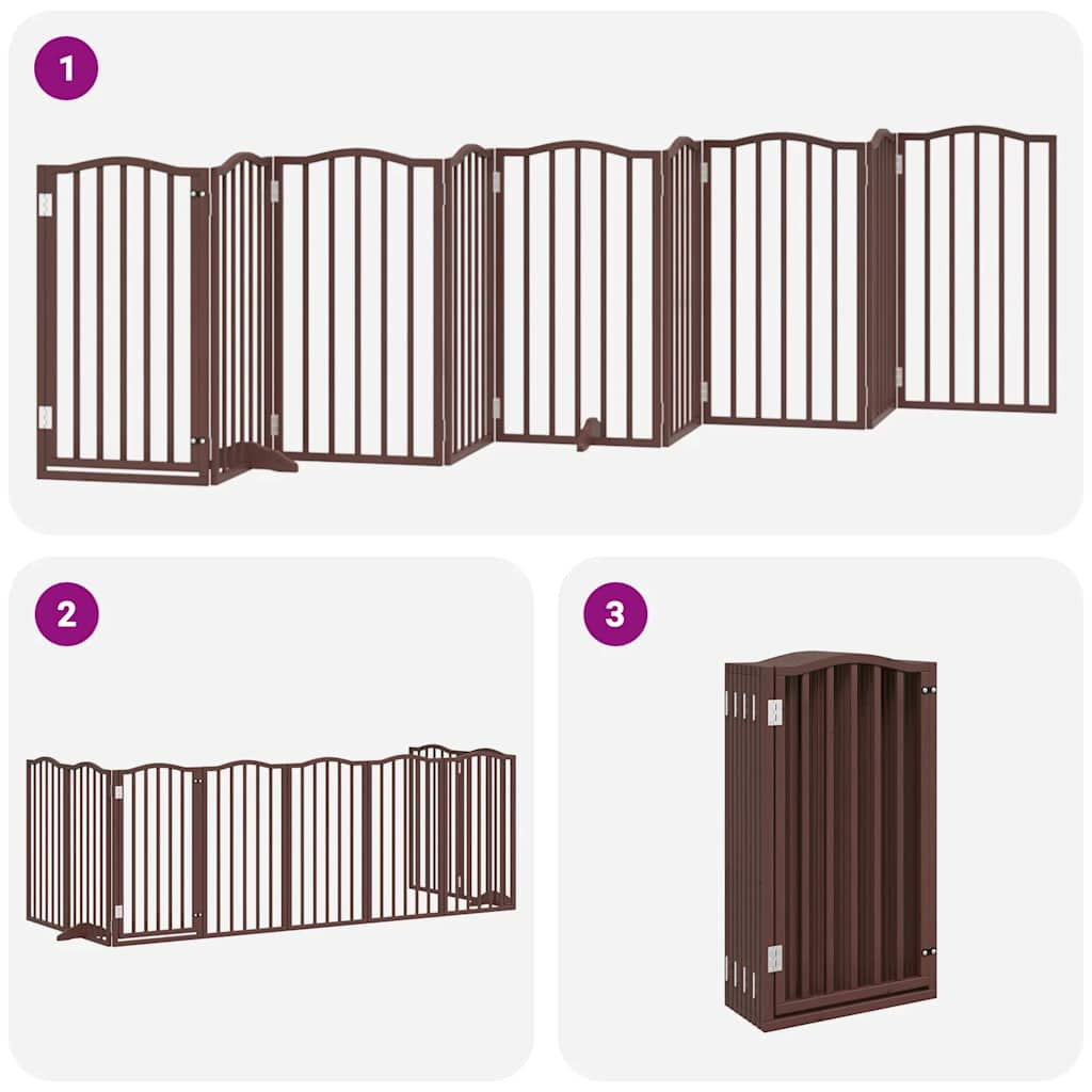 Vidaxl Puerta De Perros Plegable 9 Paneles Madera Álamo Marrón 450 Cm_4