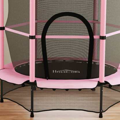Homcom Cama Elástica Infantil Ø140 Cm Con Red De Seguridad Rosa Y Negro_4