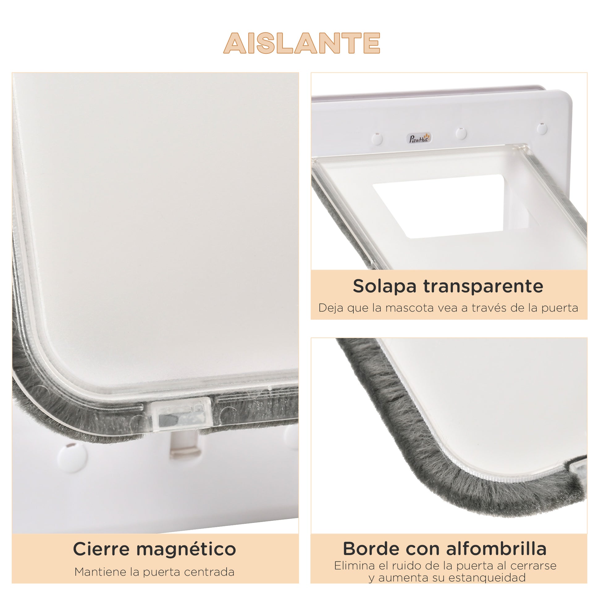 Pawhut Puerta Para Mascotas 31,5x39x5,5cm Con Cierre Magnético De 2 Vías Blanco_5