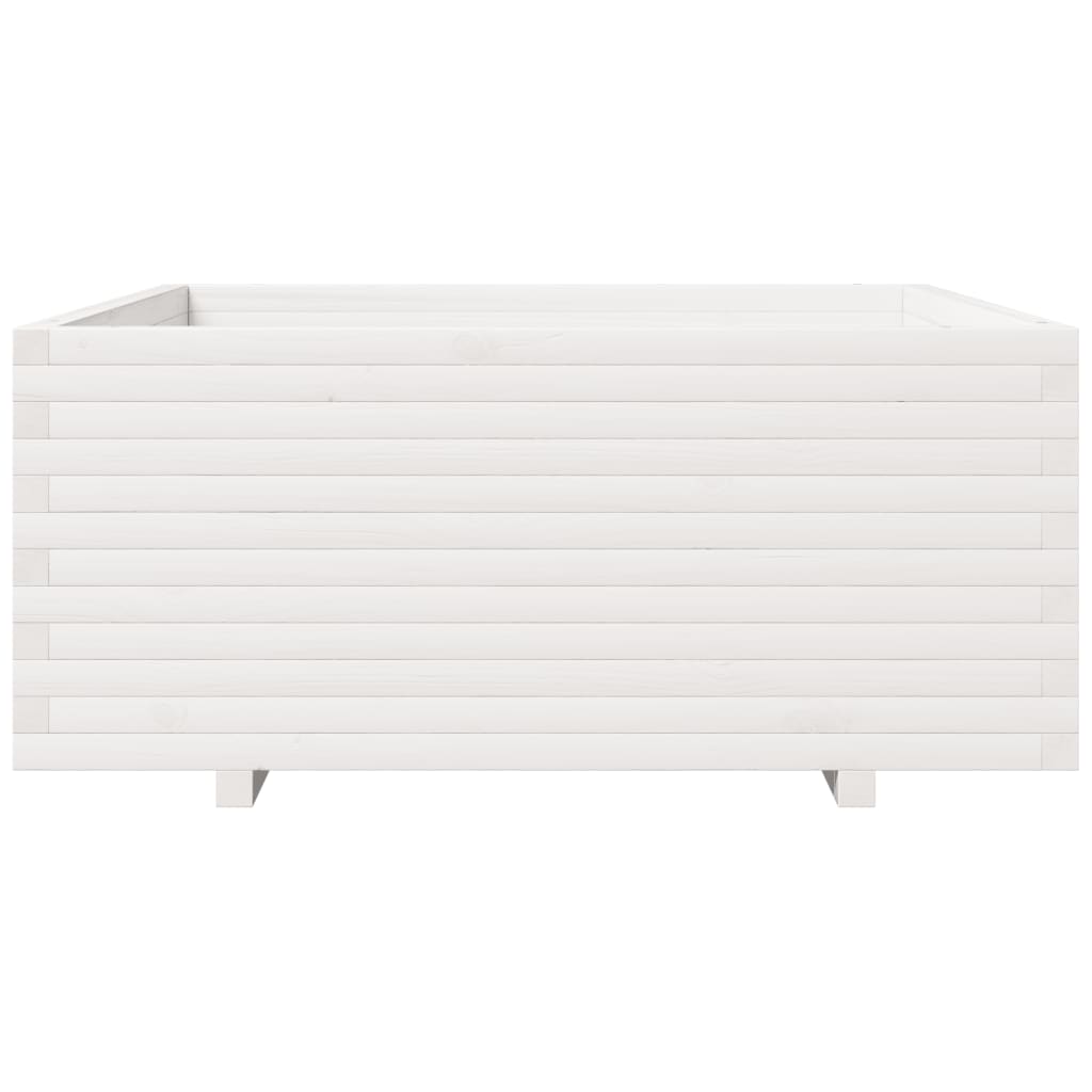 Jardinera Madera Maciza De Pino Blanco 110x110x49,5 Cm_4