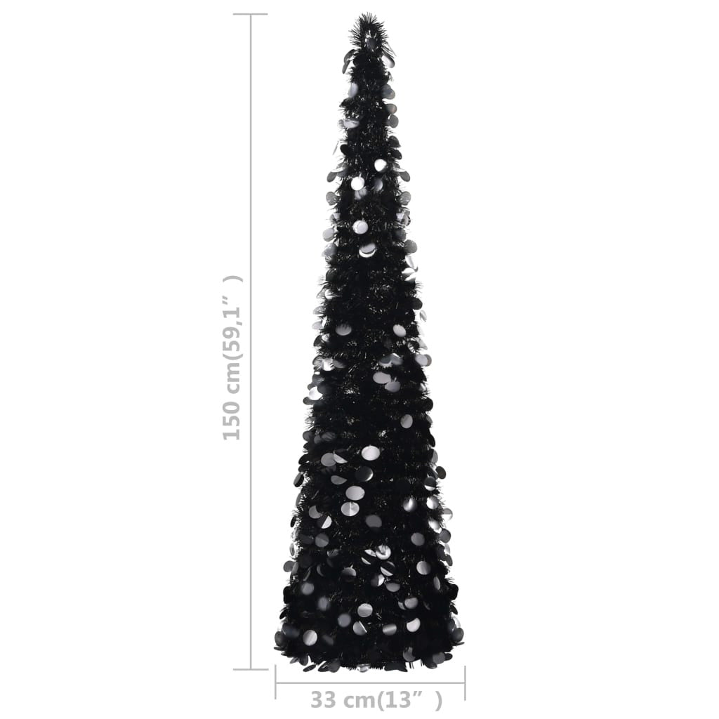 Vidaxl Árbol De Navidad Artificial Emergente Pet Negro 150 Cm_4