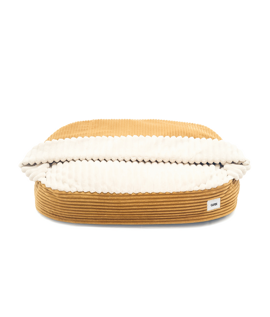 Cafide Cama Con Capucha Para Perro Con Tejido De Pana Naranja. Modelo Maso. Talla M (60x80x10 Cm)_0