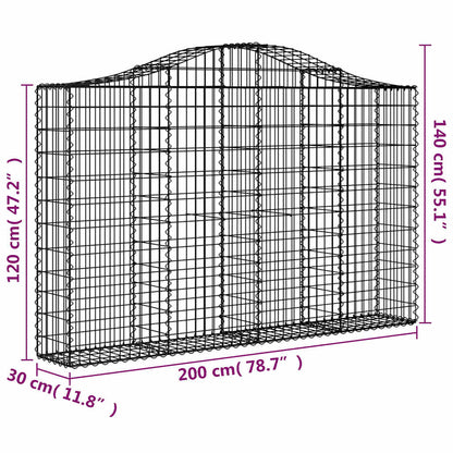 Cestas De Gaviones 2 Uds Forma De Arco Hierro 200x30x120/140cm_5