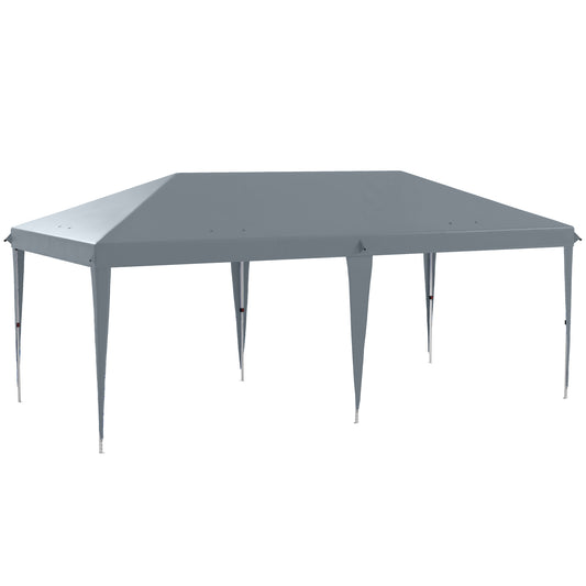 Outsunny Carpa Plegable 6x3 M Con Altura Ajustable Y Toldo Anti-uv Gris Claro_0