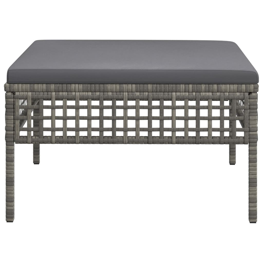 Vidaxl Taburete De Jardín Con Cojín Ratán Sintético Gris_4