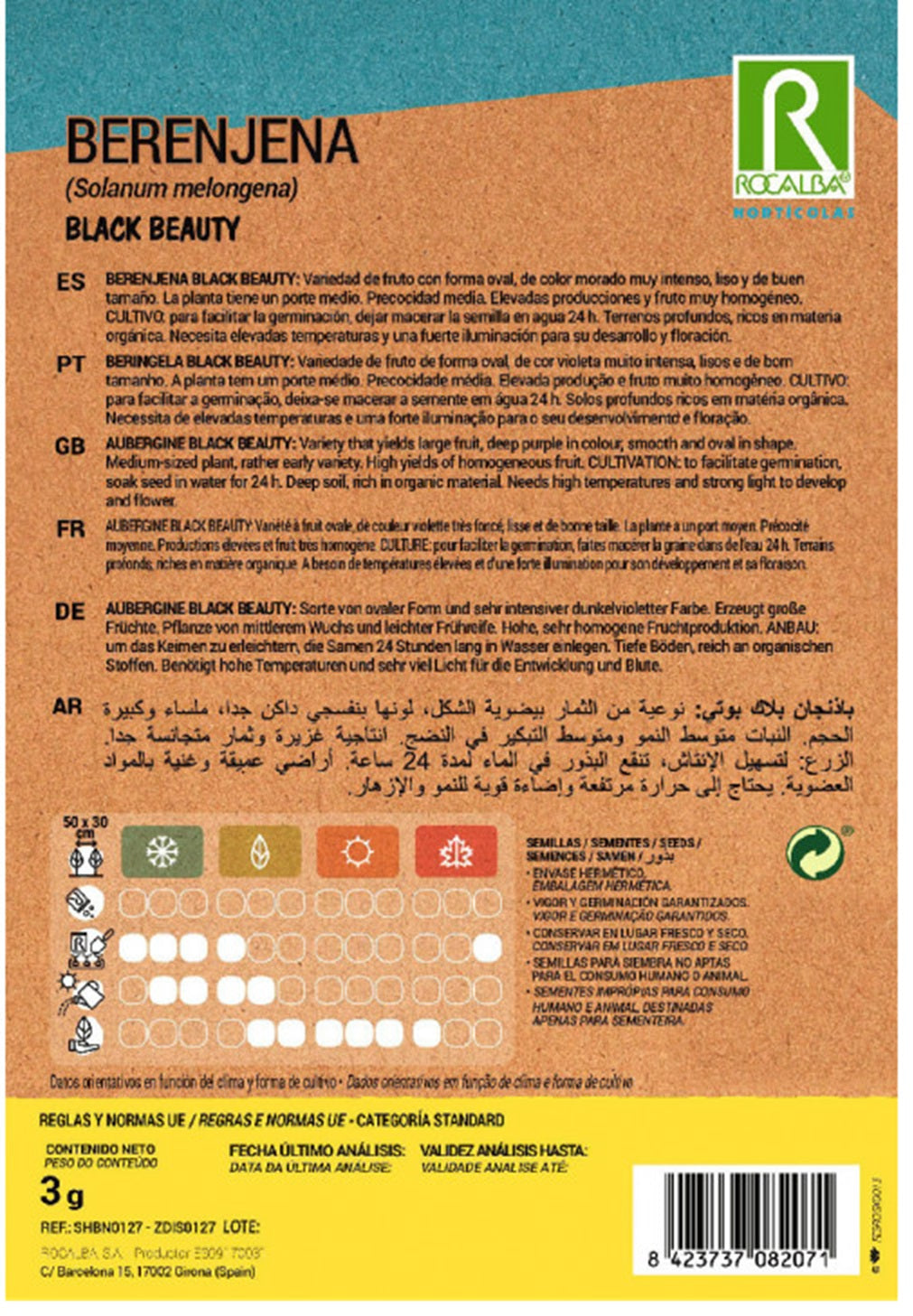 Semillas Berenjena Black Beauty 3g