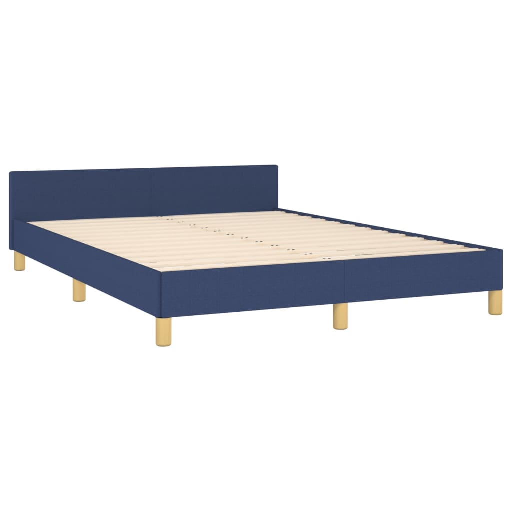 Estructura De Cama Con Cabecero Tela Gris Taupe Azul 140x200 Cm / Vetonek_0