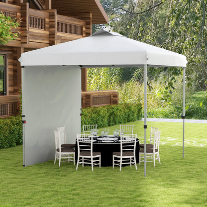 Outsunny Carpa Plegable 2,5x2,5 M Con 1 Pared Lateral Altura Ajustable Blanco_3