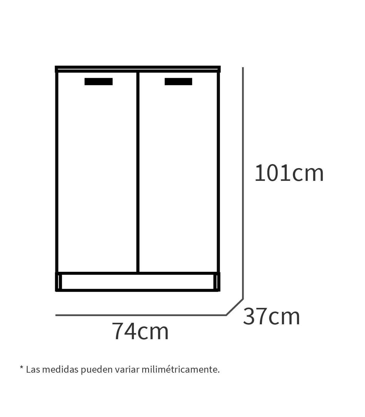 Armario Bajo Multiusos Tibet 2 Puertas Abatibles Acabado Blanco Mate, 101 Cm(alto)74 Cm(an_3
