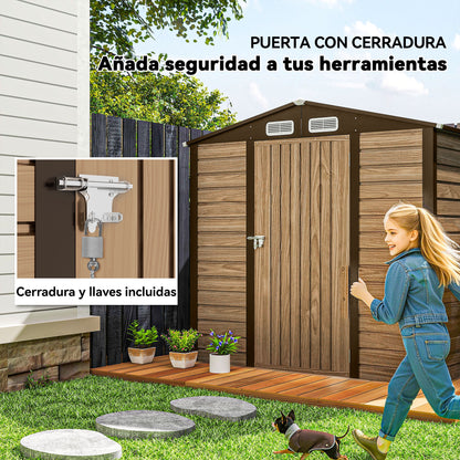 Outsunny Cobertizo De Jardín 190x131x188 Cm Con 2 Ventilaciones Y Puerta Roble_5