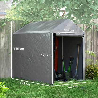 Outsunny Carpa De Jardín Para Herramientas Bicicletas Motos 1,2x1,8x1,65 M Gris_2