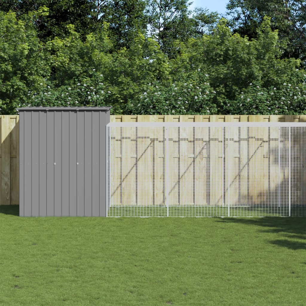 Vidaxl Gallinero Y Corral Acero Galvanizado Gris Claro 165x1271x181 Cm_1