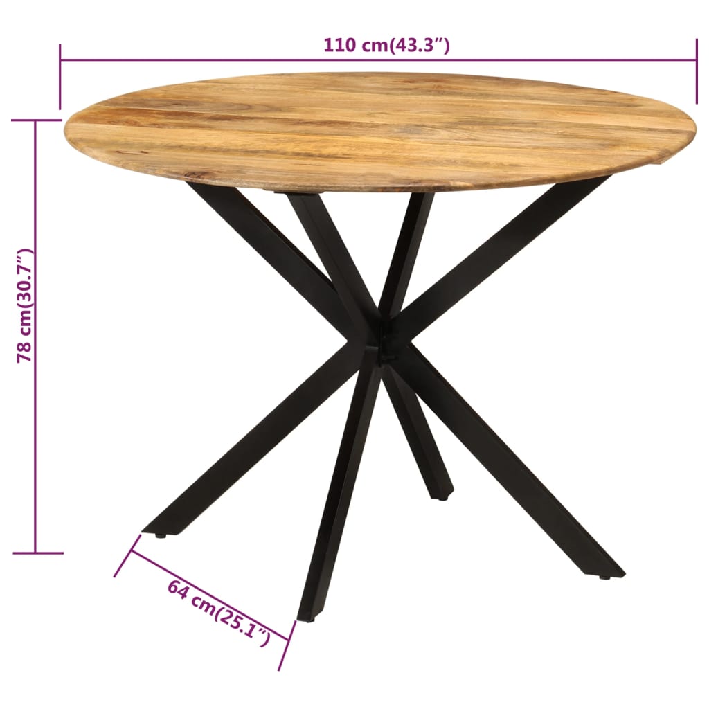 Mesa De Comedor Madera Maciza De Mango Y Acero 110x78 Cm_4