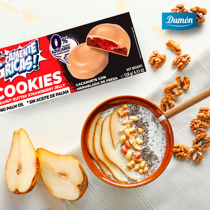 Galleta De Cacahuete Con Mermelada De Fresa- Dumón, Snack Proteico Sin Azúcares Añadidos - Pack De 14 Unidades_5