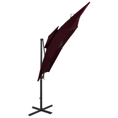 Vidaxl Sombrilla Jardín Voladiza Cubierta Doble Rojo Burdeos 250x250cm_3