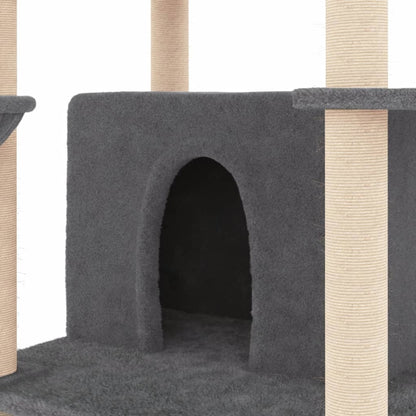 Vidaxl Rascador Para Gatos Con Postes De Sisal Gris Oscuro 166 Cm_5