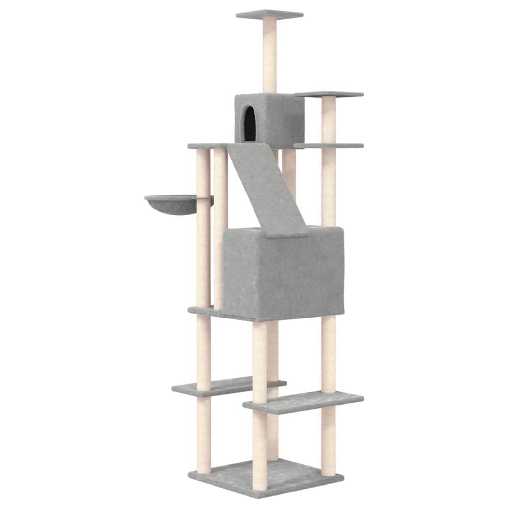 Vidaxl Rascador Para Gatos Con Postes De Sisal Gris Claro 201 Cm_4