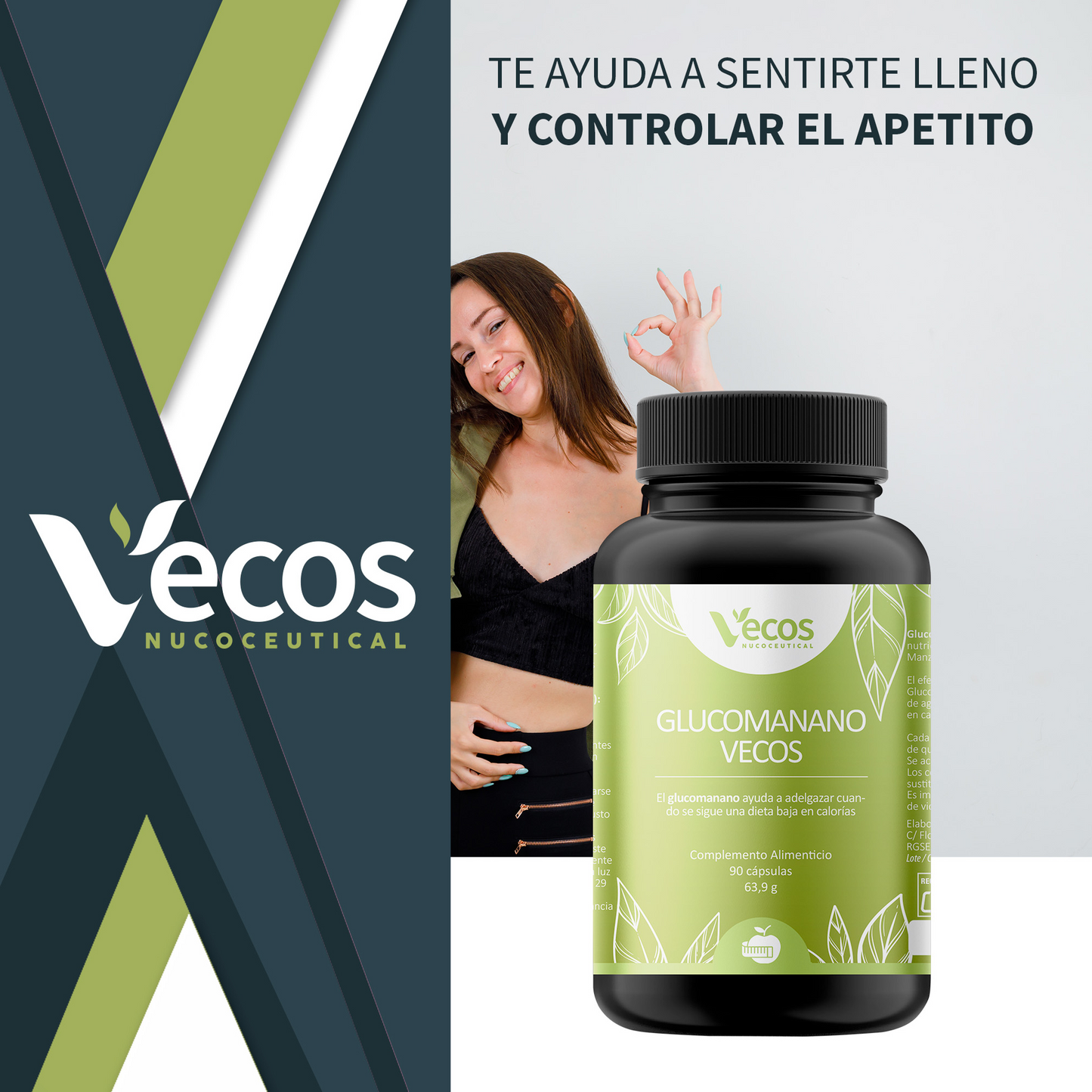 Glucomanano Vecos 90 Cápsulas | Saciedad Y Control Del Apetito_1