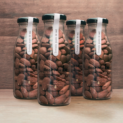 Pack Almendra Tostada Con Piel Y Sal Eco (4 Botellas 145g).