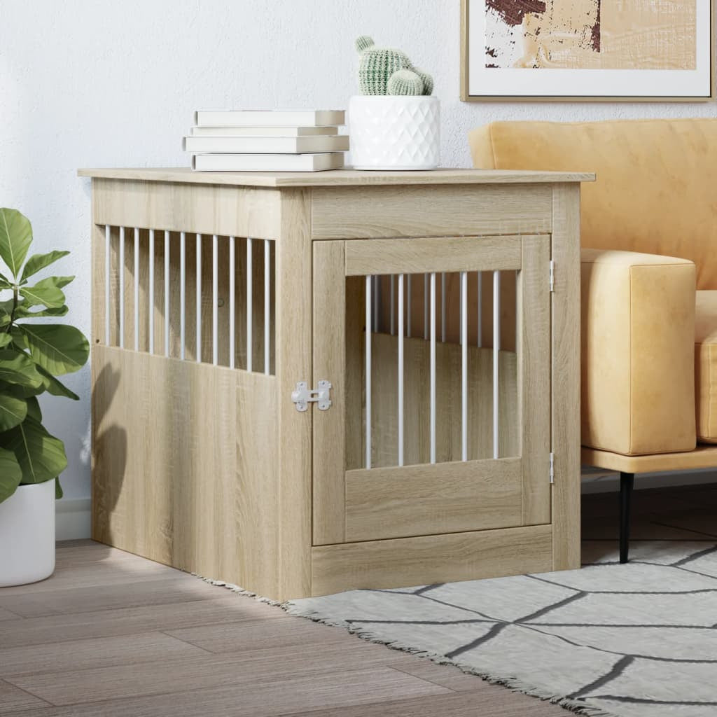 Vidaxl Jaula Para Perros Madera Ingeniería Roble Sonoma 64,5x80x71 Cm_1