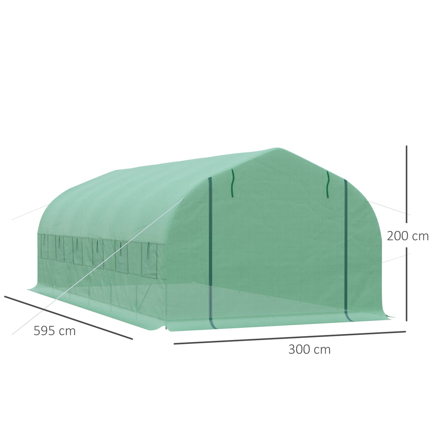 Homcom Invernadero De Túnel 595x300x200 Cm Con 12 Ventanas Y Puerta Enrollable_2