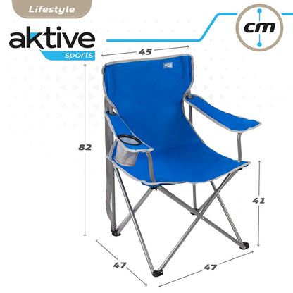 Silla Plegable Camping Con Posavasos Azul Aktive_5