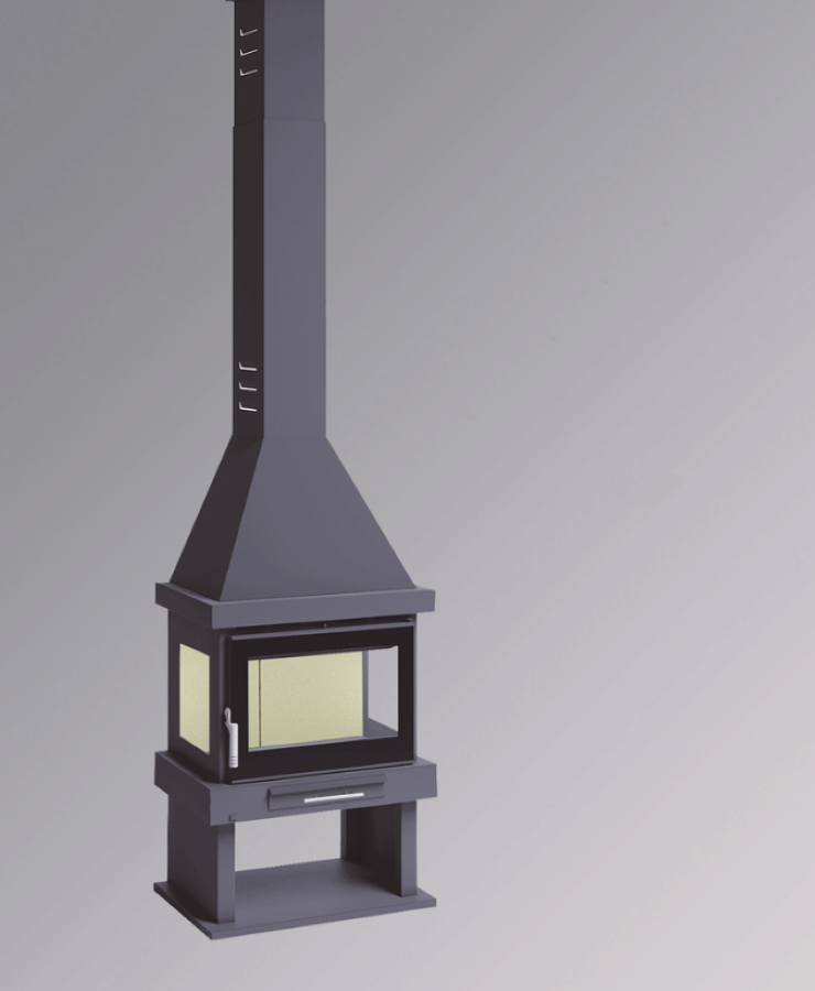 BRICOSOL Chimenea de leña frontal FM Modelo C-300 TK Con Turbina, Vermiculita, Cristal Serigrafiado_0
