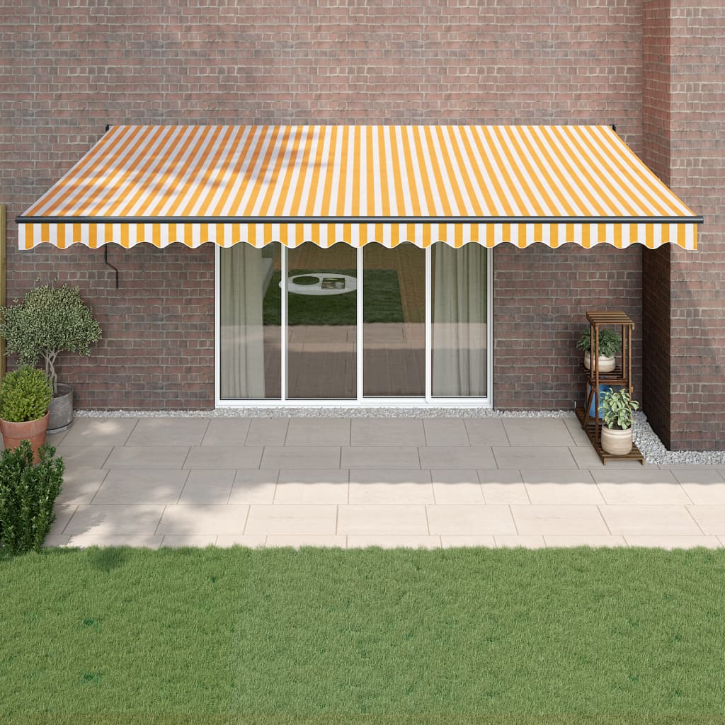 Toldo Retráctil Aluminio Y Tela Amarillo Y Blanco 5x3 M_1