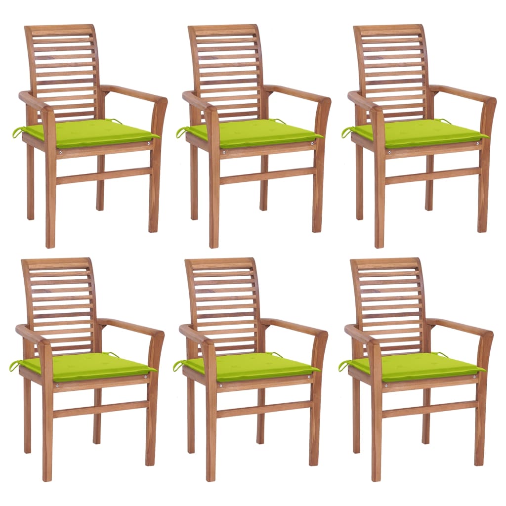 Vidaxl Sillas De Comedor 6 Uds Madera Teca Con Cojines Verde Brillante_0
