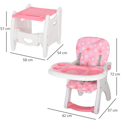 Homcom Trona Para Bebé 3en1 +6 Meses Con 2 Bandejas Extraíbles 57x59x105 Rosa_2
