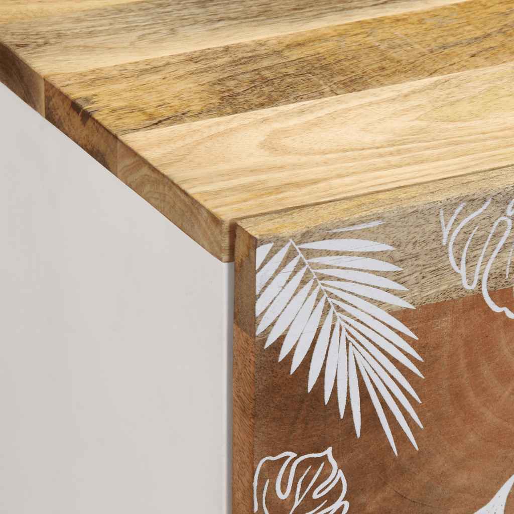 Mesita De Noche De Madera Maciza De Mango 40x33,5x46 Cm_4