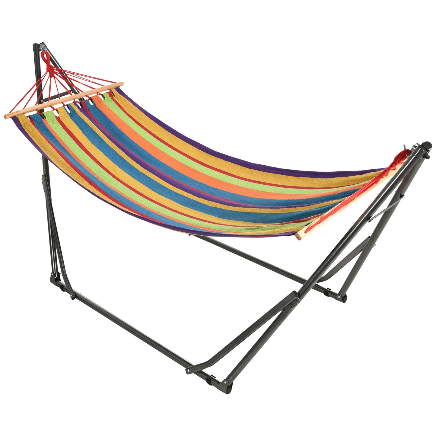 Outsunny Hamaca Con Soporte Plegable 2 En 1 Tendedero Con Barra 270x100x94 Cm_0