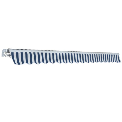 Toldo Plegable De Operación Manual 400 Cm Azul Y Blanco_2