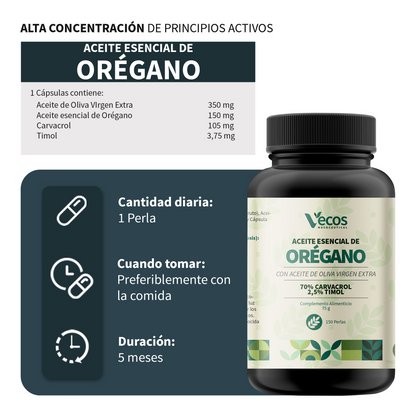Aceite Esencial De Orégano Vecos 150 Perlas | Bienestar Digestivo E Intestinal | 150 Mg Con Carvacrol_2