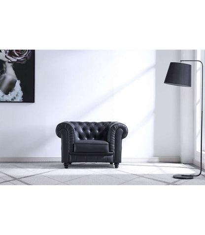 Sillón Chesterfield Tapizado En Símil Piel Negro, 115 Cm(ancho) 75 Cm(altura) 84 Cm(fondo)._1