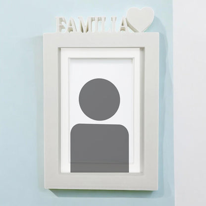 Marco De Fotos Mesa O Pared Modelo Familia 20.5x13.5cm Para Fotos 10x15cm Blanco