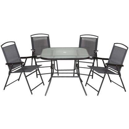 Outsunny Outdoor Juego De Comedor De Jardín De 5 Piezas Sillas Y Mesas Plegables_0