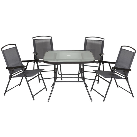 Outsunny Outdoor Juego De Comedor De Jardín De 5 Piezas Sillas Y Mesas Plegables_0