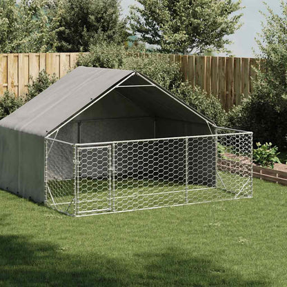 Caseta Perros Exterior Con Corral 3x3x1,9 M Acero Galvanizado_1