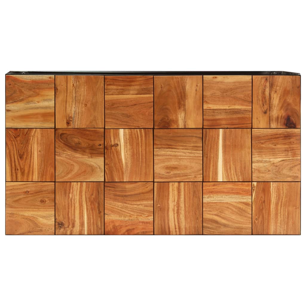 Mesa De Centro Madera Maciza De Acacia Y Acero 110x60x40 Cm_2